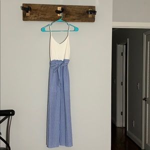 Paperbag pant and cream tank jumpsuit